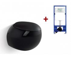 Wand WC Keramik Huro - Schwarz + Wand WC Element Tobi