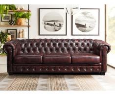 Chesterfield Ledersofa 4-Sitzer - Büffelleder - Rotbraun - BRENTON