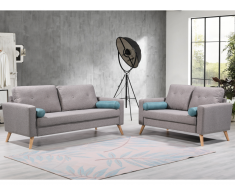 Couchgarnitur 3+2 - Stoff - Grau - TATUM