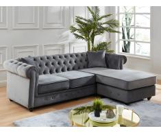 Chesterfield Ecksofa - Samt - Anthrazit - TOLEDO