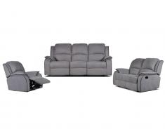 Couchgarnitur Relax 3+2+1 - Microfaser - Grau - HERNANI