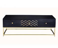 Couchtisch Art Déco Holz & Metall PRISMIN - 3 Schubladen