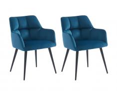 Stuhl 2er-Set - Samt & Metall - Blau - PEGA von Pascal MORABITO