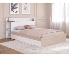 Bett mit 4 Schubladen - 140 x 190/200 cm - Holzfarben & Weiß - TILONIDE