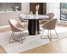 Stuhl - Samt & goldfarbenes Metall - Beige - BURBAN