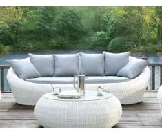 Polyrattan Gartensofa 3-Sitzer Whiteheaven - Weiß & Grau