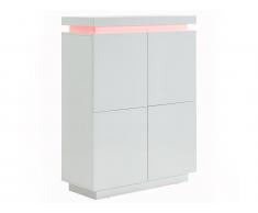 Highboard mit LED-Beleuchtung EMERSON II - 4 Türen - Holz (MDF) - Weiß