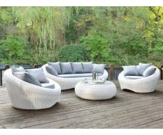 Polyrattan Lounge Sitzgruppe Whiteheaven (4-tlg.) - Weiß & Grau