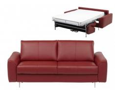 Schlafsofa Leder Express Bettfunktion mit Matratze 3-Sitzer Alphonse - Standardleder - Rot