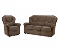 Couchgarnitur Leder 3+1 ADELAIDE - Büffelleder - Taupe