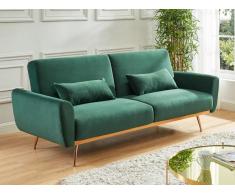 Schlafsofa Klappsofa 3-Sitzer - Samt - Tannengrün - LAUNEI
