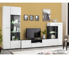 TV-Möbel TV-Wand mit Stauraum & LEDs - MDF - Weiß & Wenge - TIMEO