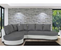 Ecksofa Stoff Stephanie - Grau&Weiß - Ecke Links