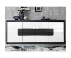 Sideboard mit LED-Beleuchtung PERCEPTION - 4 Türen - Grau & Weiß
