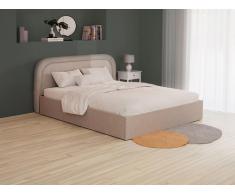 Bett mit Bettkasten - 200 x 200 cm - Bouclé-Stoff - Beige - FIREZA