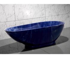 Freistehende Badewanne Marmor-Optik MARBELA - 180x85x58cm - Blau