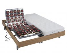 Matratzen elektrischer Lattenrost 2er-Set mit Okin-Motor CASSIOPEE III - Eichenholzfarben - 2x 90x200 cm
