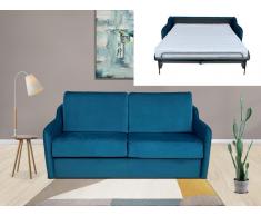 Schlafsofa mit Matratze 3-Sitzer COTIO - Samt - Blau