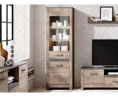 Vitrinenschrank SABONI - 2 Türen - mit LEDs - Nussbaum & Anthrazit