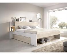 Bett mit Stauraum - 140 x 190 cm - Holzfarben & Weiß - KEROSIA
