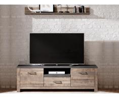 TV-Schrank mit 2 Türen, 1 Schublade & 1 Ablage - Nussbaum & Anthrazit - SABONI