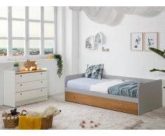 Ausziehbett JULIETTE - 2x90x190cm - Grau/Kirschholzfarben