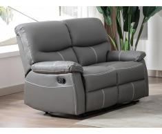 Relaxsofa 2-Sitzer - Kunstleder - Grau - CANBY