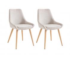 Stuhl 2er-Set - Stoff & Buche - Beige - MASURIE