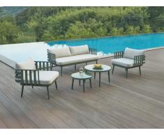 Garten-Sitzgruppe: Sofa 2-Sitzer, 2 Sessel & 2 Tische - Aluminium - Tannengrün - KUTO von MYLIA