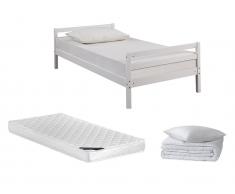Sparset Kinderzimmer: Kinderbett FINN + Lattenrost + Matratze ZEUS + Bettdecke + Kopfkissen