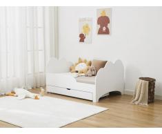 Bett mitwachsend mit Schublade - 90 x 140/170/200 cm - Kiefer & MDF - Weiß - TEONIA