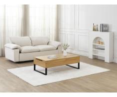 Couchtisch mit höhenverstellbarer Tischplatte - MDF & schwarzer Stahl - Holzfarben - SECALI