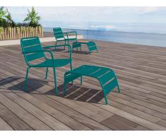 Gartensessel niedrig & stapelbar + Fußbank - Metall - Blau - MIRMANDE von MYLIA
