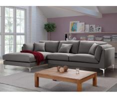 Ecksofa Stoff Flake Grau - Ecke Links