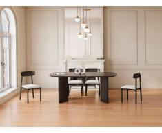 Stuhl 6er-Set - Bouclé-Stoff & Mangoholz - Weiß - TAMENIA von Maison Céphy