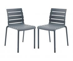 Gartenstuhl stapelbar 2er-Set - Polypropylen - Anthrazit - PANDJI von MYLIA