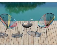 Garten Sitzgruppe Polyrattan: 1 Tisch + 2 Stühle - Mehrfarbig II - ALIOS