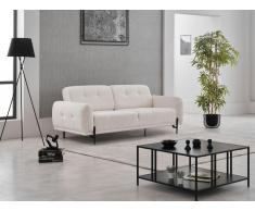 Sofa 3-Sitzer mit verstellbarer Rückenlehne - Strukturstoff - Elfenbeinweiß - GOJARO