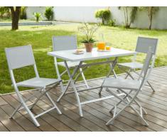 Garten Essgruppe Aluminium PIRAE: Klapptisch + 4 Klappstühle