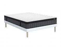 Set aus Bettgestell + Matratze - 160 x 200 cm - Hybridmatratze - 7-Zonen-Taschenfederkern & kühlender Memory Gel - Stärke 25 cm - TOLCA von YSMÉE