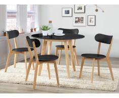 Sparset Essgruppe COLETTE : Tisch rund + 4 Stühle - Schwarz