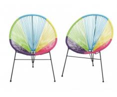 Gartenstuhl 2er-Set Polyrattan ALIOS II - Bunt