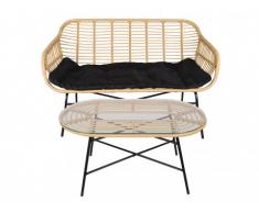 Garten 2-Sitzer-Sofa + Tisch Polyrattan NOSARA