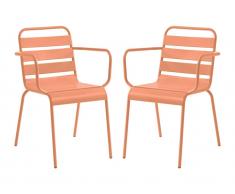 Gartensessel stapelbar 2er-Set - Metall - Hellorange - MIRMANDE von MYLIA