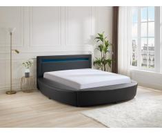 Bett mit LEDs - 160 x 200 cm - Kunstleder - Schwarz - ABULIS III