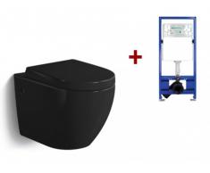 Wand WC Keramik Kenji - Schwarz + Wand WC Element Tobi