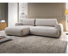 Ecksofa mit Schlaffunktion - Ecke links - melierter Stoff - Grau - MONELIA
