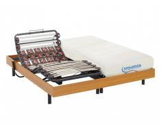 Matratzen elektrischer Lattenrost 2er-Set mit Viscoschaum und Okin-Motor DIONYSOS von DREAMEA - Kirschholzfarben - 2x90x200 cm