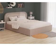 Bett mit Bettkasten - 160 x 200 cm - Bouclé-Stoff - Beige - FIREZA