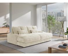 Sofa 3-Sitzer - tiefe Komfortsitzfläche - grob gerippter Cord - Beige - CALAZO von Pascal Morabito